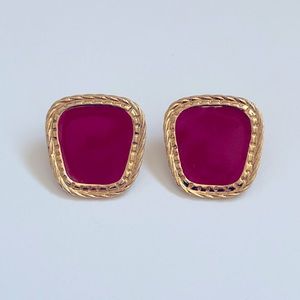 Vintage Stamped Red Gold Earrings